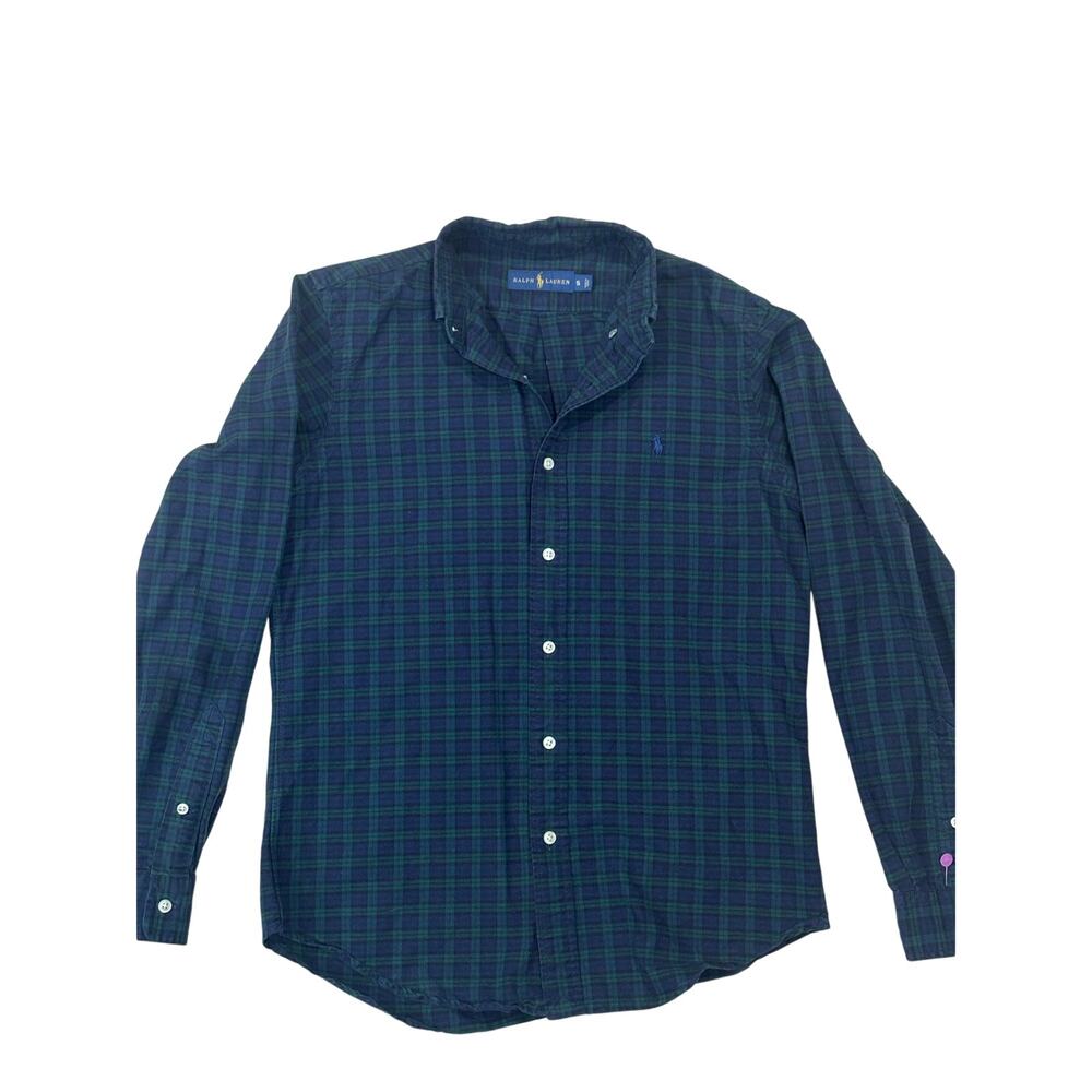 Ralph Lauren Plaid Button Down Shirt Men Small Blue Green Pony Logo Cotton - Picture 7 of 13